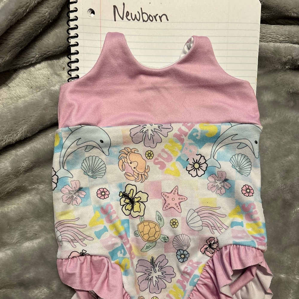 Pink and White Kids One Piece Bodysuit